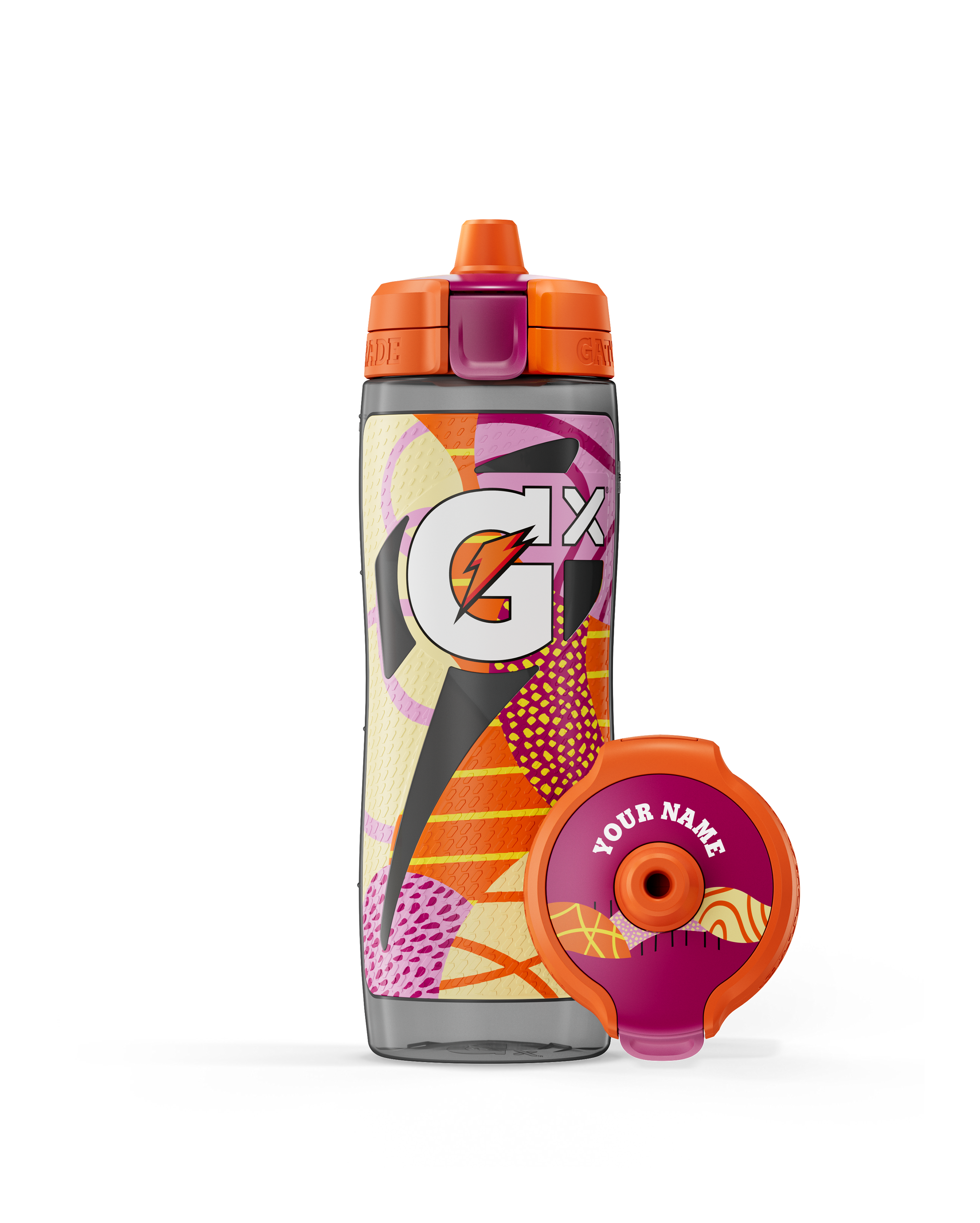 Montage pink and orange bottle